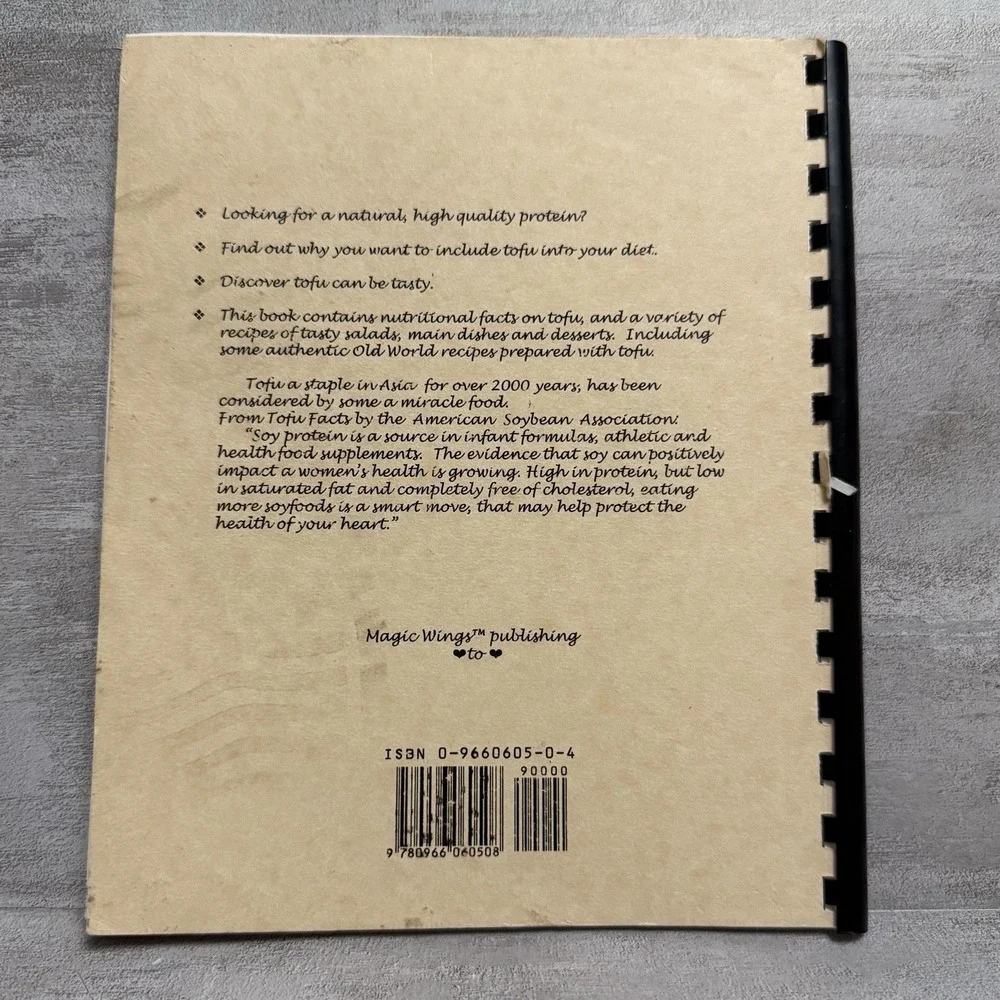 Discover Tofu A Heart to Heart Cookbook‎ by Lisa Wendelstein Paperback Book